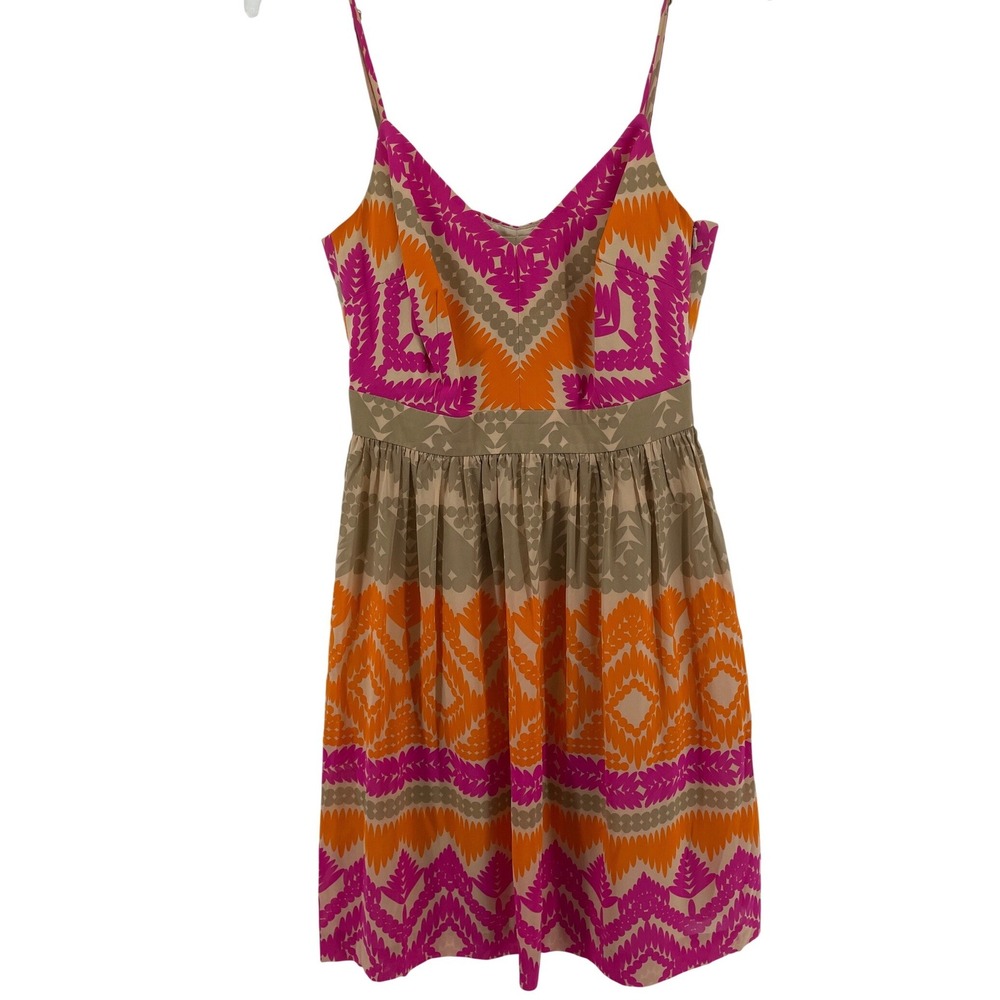 Trina Turk Silk Blend Dress Womens 4 Pink Orange Cutout Back Lux Resortwear